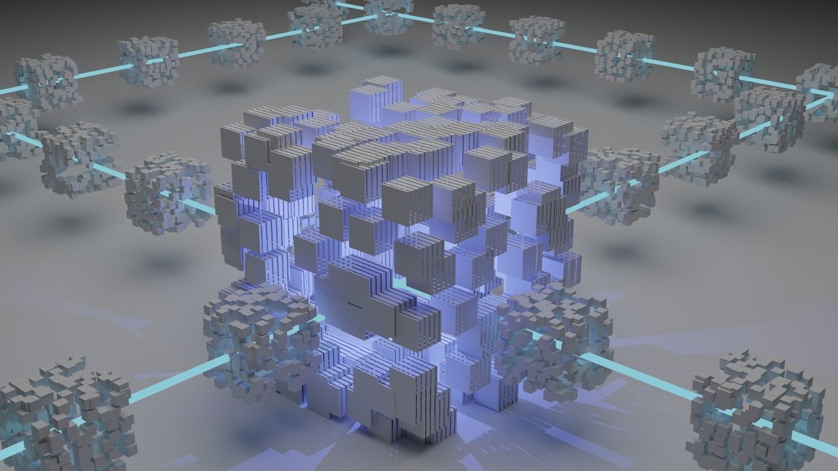 Abstract network illustrating LLM agent frameworks coordination